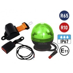 Seat Belt and 1/2 Lens Magnetic Beacon  Green | RICO Europe