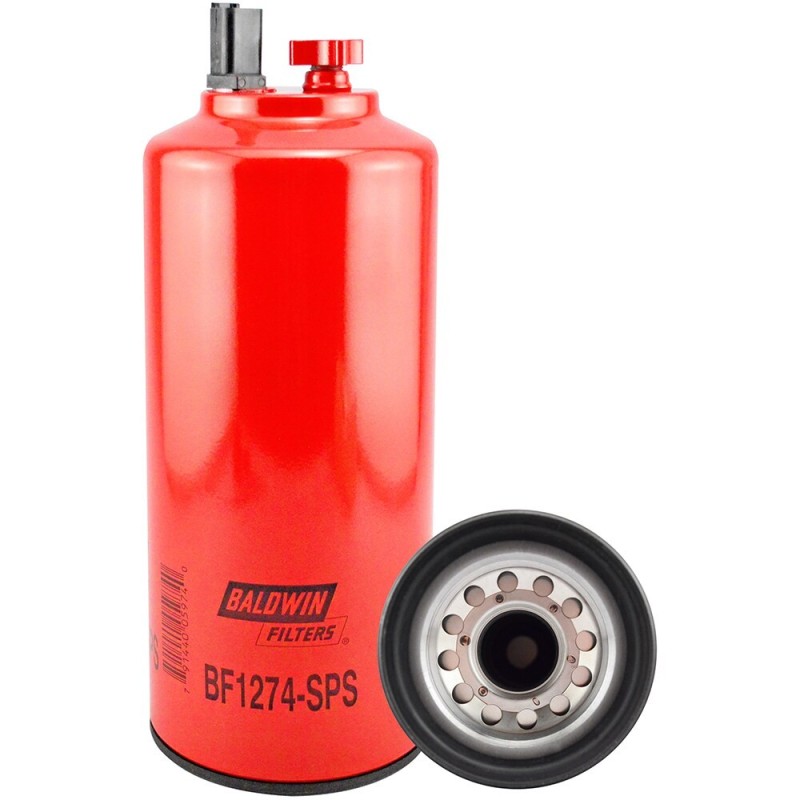 baldwin bf1274-sps, fuel/water separator spin-on with drain, sensor port and re
