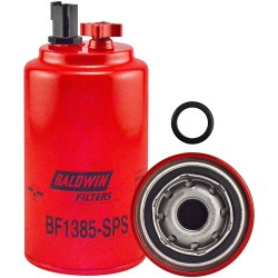 baldwin bf1385-sps, fuel/water separator spin-on with drain, sensor port and re