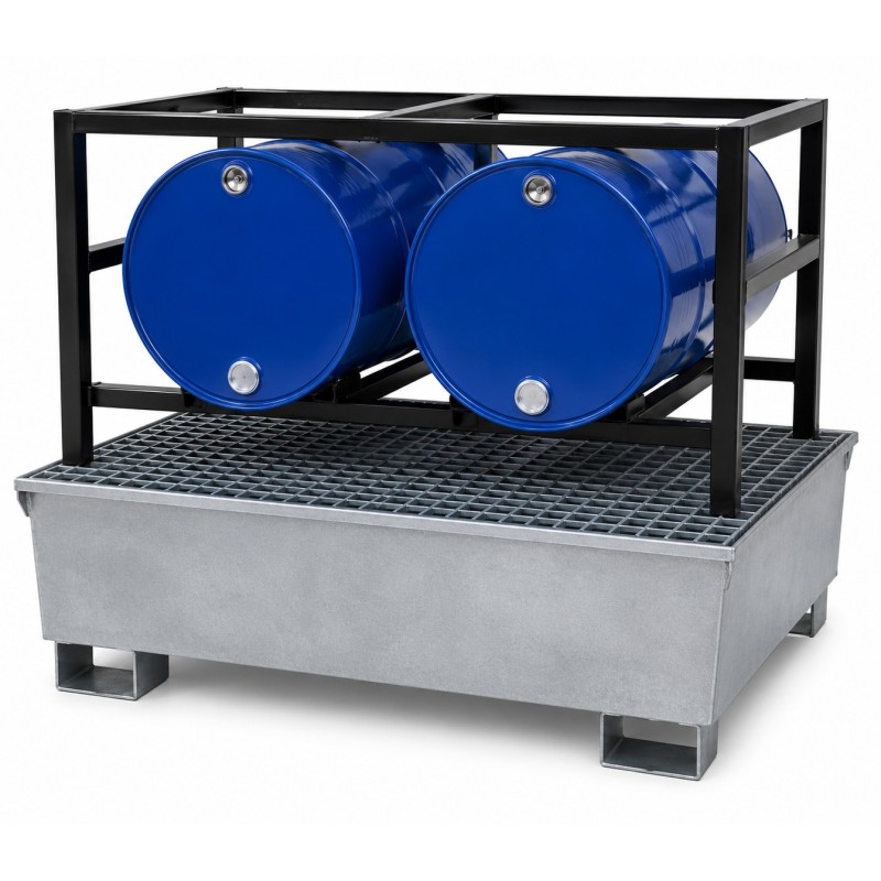 Double 205 Litre Drum Rack with Sump - Stackable | Rico Europe