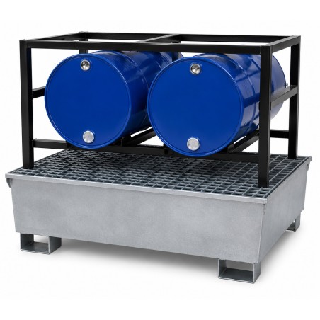 Double 205 Litre Drum Rack with Sump - Stackable | Rico Europe